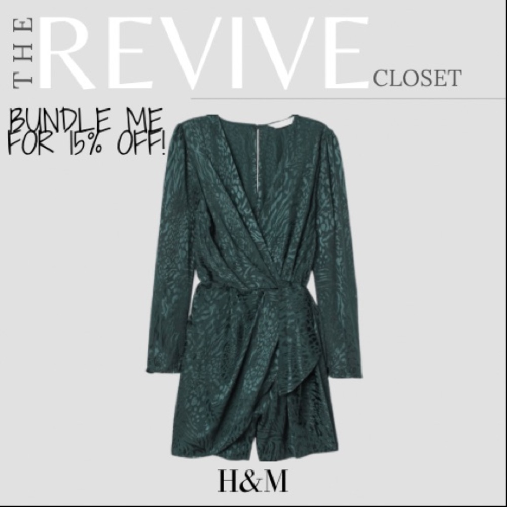 H&M | JACQUARD ROMPER | DARK GREEN | SIZE SMALL